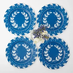 Clearance Mrs. Alice French Blue Garland Dinner Plates (Set Of 4)