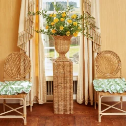 Sale Mrs. Alice Frilled Green Ikat Seat Pad Cushion