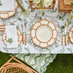 Clearance Mrs. Alice Frilled Green Ikat Seat Pad Cushion (Set Of 4)
