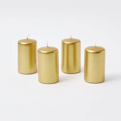 Outlet Mrs. Alice Gold Pillar Candles (Set Of 4)