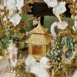 Outlet Mrs. Alice Gold Rattan Pagoda Lantern