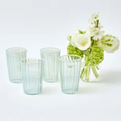 Sale Mrs. Alice Green & White Rim Water Glasses (Set Of 4)