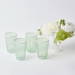 Sale Mrs. Alice Green & White Rim Water Glasses (Set Of 4)