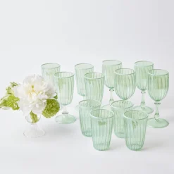 Sale Mrs. Alice Green & White Rim Water Glasses (Set Of 4)