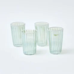 Sale Mrs. Alice Green & White Rim Water Glasses (Set Of 4)