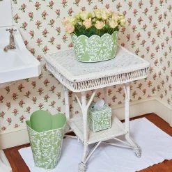Online Mrs. Alice Green Floral Tole Scalloped Planter