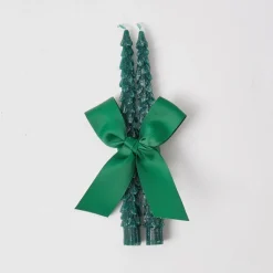 Hot Mrs. Alice Green Frosted Pine Candles (Pair)