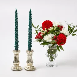 Hot Mrs. Alice Green Frosted Pine Candles (Pair)