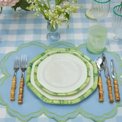 Best Mrs. Alice Green Geometric Bamboo Starter Plate