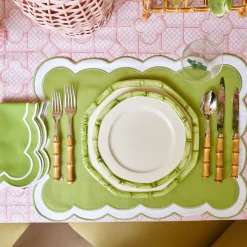 Best Mrs. Alice Green Geometric Bamboo Starter Plate