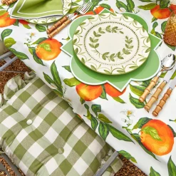 Mrs. Alice Green Gingham Ruffle Seat Pad Cushions (Set Of 4)