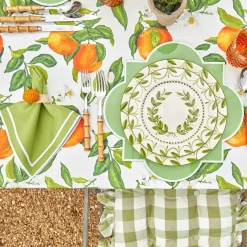 Mrs. Alice Green Gingham Ruffle Seat Pad Cushions (Set Of 4)