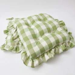 Mrs. Alice Green Gingham Ruffle Seat Pad Cushion