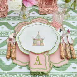Sale Mrs. Alice Green Ikat & Pink Fleur Linen Set