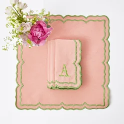Sale Mrs. Alice Green Ikat & Pink Fleur Linen Set