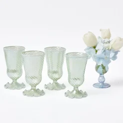 Online Mrs. Alice Green White Rim Frilled Glasses (Set Of 4)