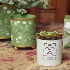 Sale Mrs. Alice Hand Painted Olive Floral Tole Candle Pot