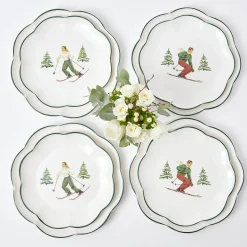 Mrs. Alice Heidi & Hans Skier Starter Plates (Set Of 4)