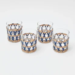 Mrs. Alice Ink Raffia Water Glasses (Set Of 4)