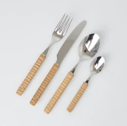 Best Mrs. Alice Light Brown Rattan Effect Cutlery (4Pcs)