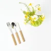 Clearance Mrs. Alice Light Brown Rattan Effect Childrens Cutlery (3 Piece)