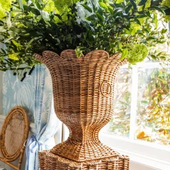 Best Mrs. Alice Liliana Scalloped Rattan Pedestal And Urn