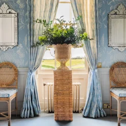 Clearance Mrs. Alice Liliana Scalloped Rattan Pedestal And Urn
