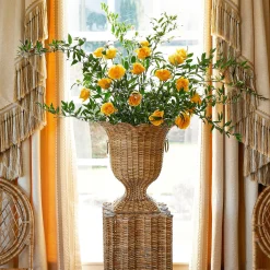Clearance Mrs. Alice Liliana Scalloped Rattan Pedestal And Urn