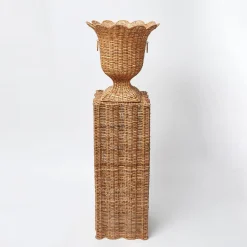 Clearance Mrs. Alice Liliana Scalloped Rattan Pedestal And Urn