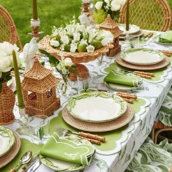 Hot Mrs. Alice Lily Of The Valley & Serena Green Applique Linen Set