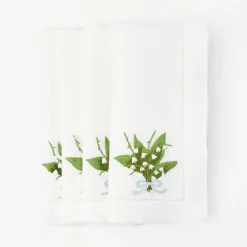 Discount Mrs. Alice Lily Of The Valley White Linen Napkins (Set Of 4)