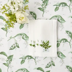 Discount Mrs. Alice Lily Of The Valley White Linen Napkins (Set Of 4)