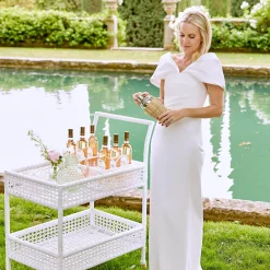 Discount Mrs. Alice Lorenzo White Rattan Bar Cart