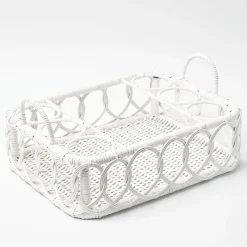 Discount Mrs. Alice Lorenzo White Rattan Drinks Tray