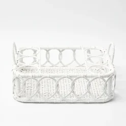 Discount Mrs. Alice Lorenzo White Rattan Drinks Tray