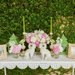 Online Mrs. Alice Madeleine White Rattan Scalloped Console Table