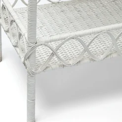 Online Mrs. Alice Madeleine White Rattan Scalloped Console Table
