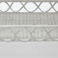 Online Mrs. Alice Madeleine White Rattan Scalloped Console Table