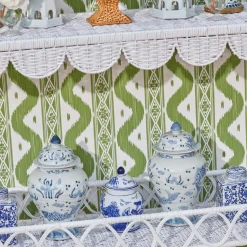 Online Mrs. Alice Madeleine White Rattan Scalloped Console Table
