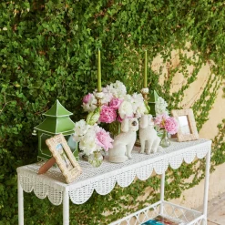 Online Mrs. Alice Madeleine White Rattan Scalloped Console Table