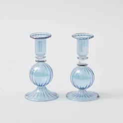 Best Mrs. Alice Madeline Azure Candle Holders (Pair)