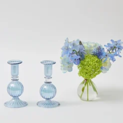 Best Mrs. Alice Madeline Azure Candle Holders (Pair)