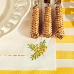 Mrs. Alice Mimosa White Linen Placemats (Set Of 4)