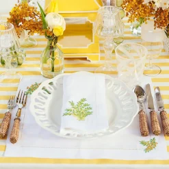 Mrs. Alice Mimosa White Linen Placemats (Set Of 4)