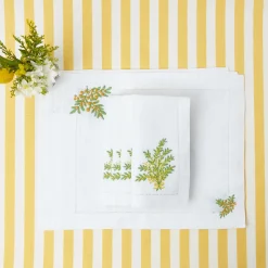 Clearance Mrs. Alice Mimosa White Linen Placemats & Napkins (Set Of 4)