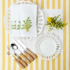 Clearance Mrs. Alice Mimosa White Linen Placemats & Napkins (Set Of 4)