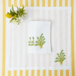 Clearance Mrs. Alice Mimosa White Linen Placemats & Napkins (Set Of 4)