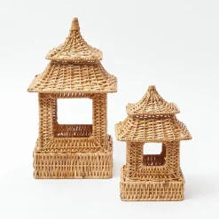 Best Mrs. Alice Mini Natural Rattan Pagoda Lanterns (Pair)