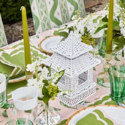 Hot Mrs. Alice Mini White Rattan Pagoda Lanterns (Pair)