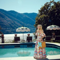 Best Mrs. Alice Rattan Tote Bag (Blue Bow)